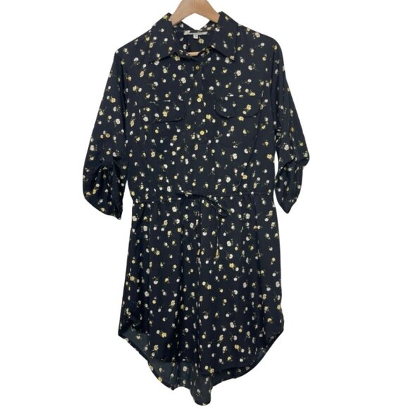 Speed Control Dresses & Skirts - SPEED CONTROL | Women's Black & Yellow Lightweight Floral Shirt Dress | Size L